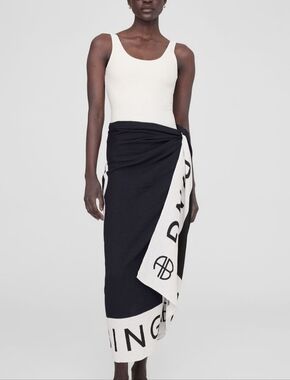 Anine Bing Black & White Logo Sarong
